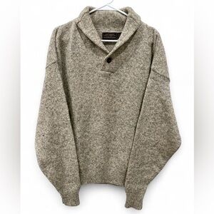 Men's Vintage 1980s‎ Eddie Bauer Wool Blend Shawl Collar Knit Sweater XL Beige